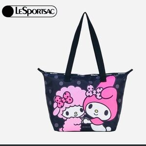 LeSportsac Black and Pink My Melody and Piano Tote with My Melody Coin Purse
